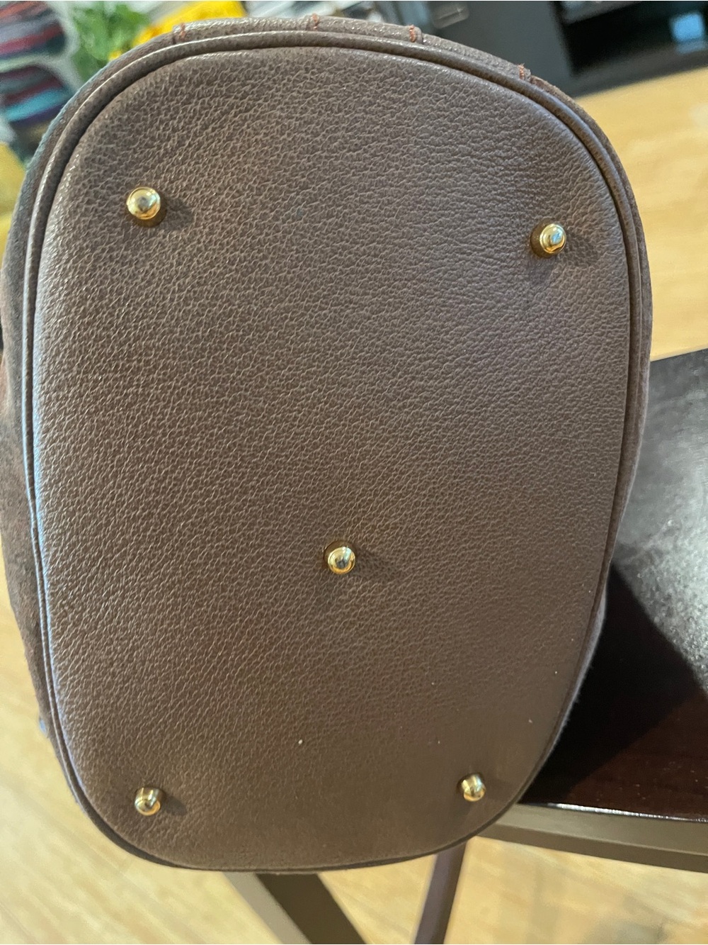 Gucci Brown Suede Bamboo-Handle Bucket Bag w/Entrupy - Picture 4 of 5
